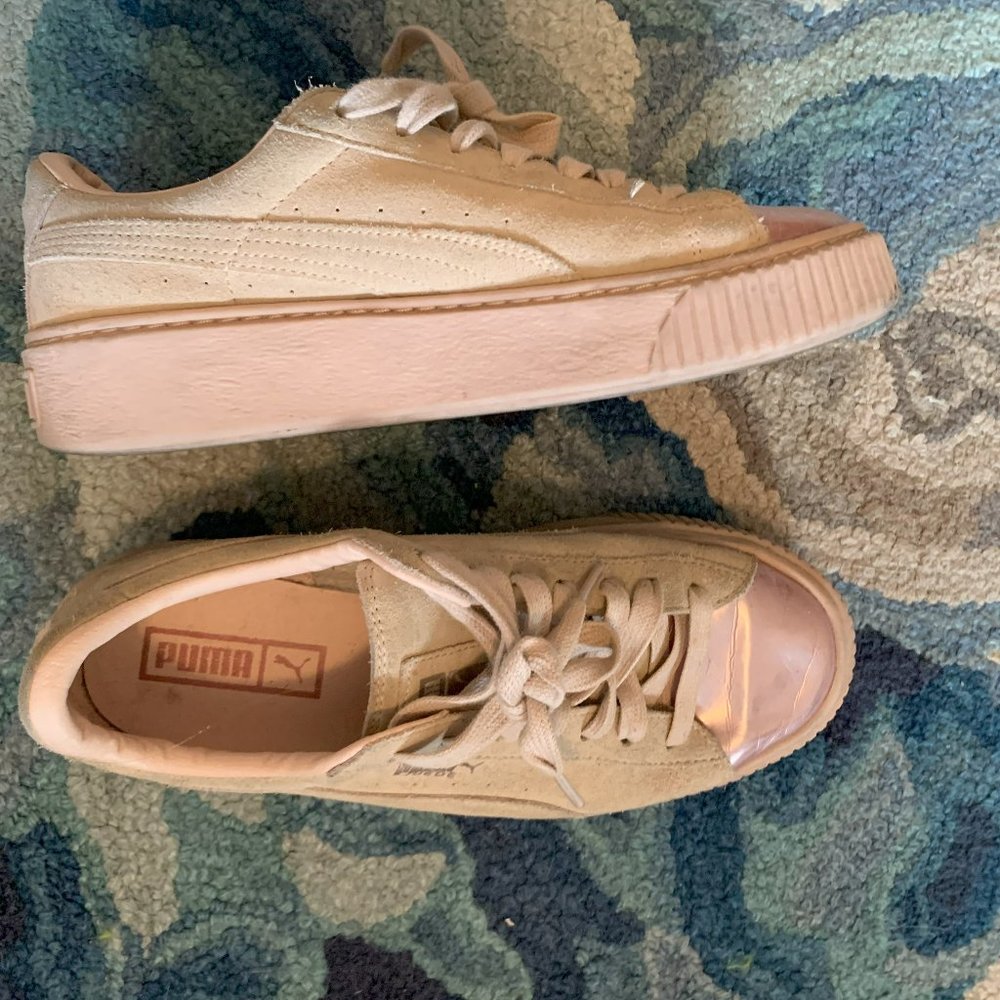 Pink Suede Puma Platform Sneakers